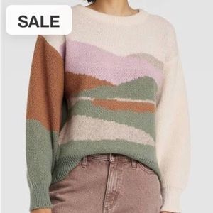 Women’s Universal Thread Pink Landscape Pullover Sweater